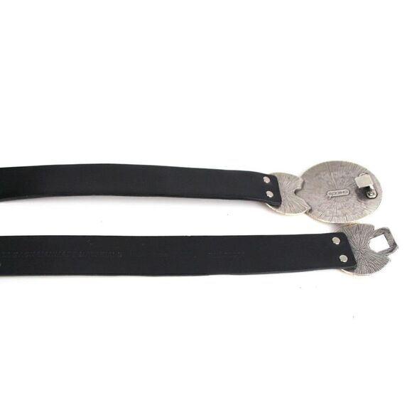 Chico's BLACK GENUINE LEATHER 1.25"Wd HOOK BUCKLE ADJUSTABLE SIZE BELT M/L (F83 - Picture 16 of 16